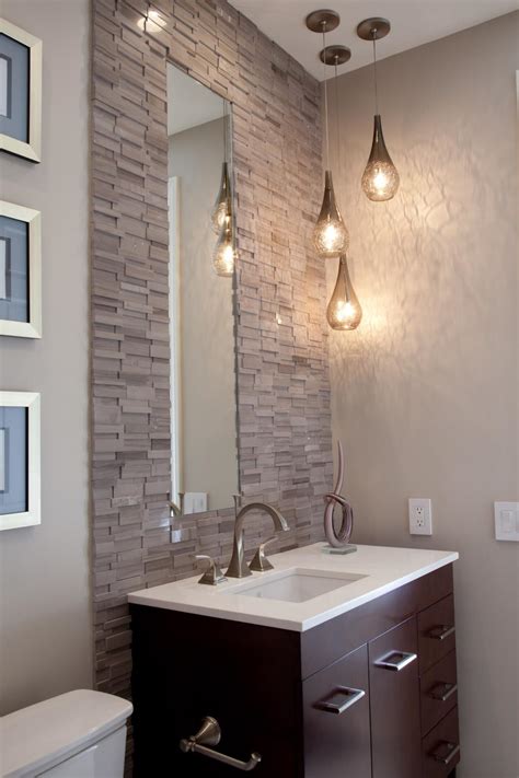 Bathroom Vanity With Stacked Stone Tile Wall Hgtv
