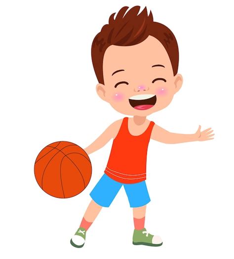 Premium Vector Vector Illustration Of Kid Playing Basketball