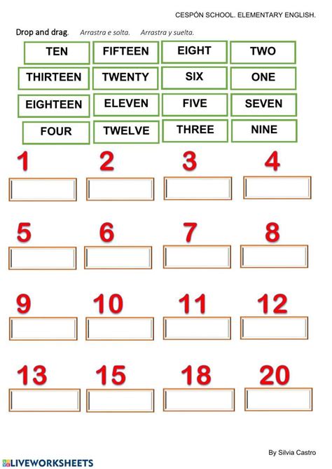 Numbers 1 To 20 Live Worksheets