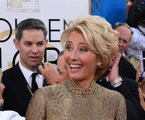 Emma thompson wore her short hair in tousled layers when she … Emma Thompson drinks martini onstage at the Golden Globes ...