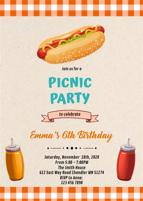 Copy Of Hotdog Birthday Theme Invitation Postermywall