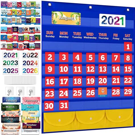 Buy Kmuysl Pocket Chart With 114 Cards 27x23 Monthly Chart For