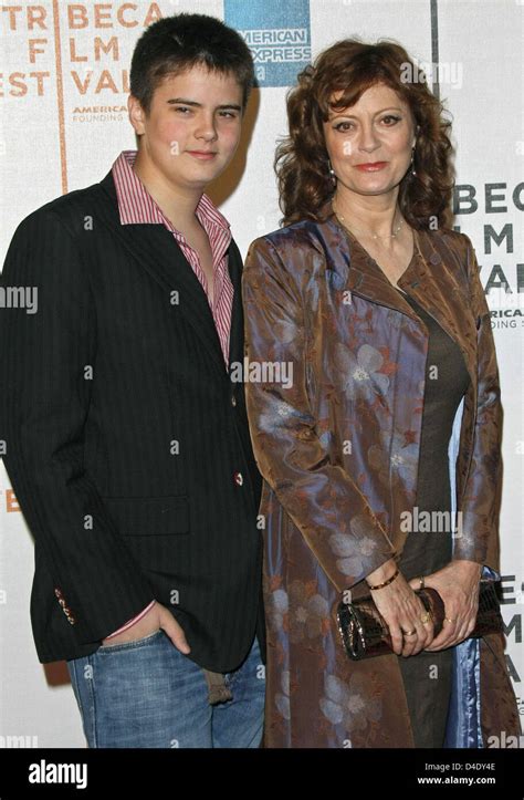 Actress Susan Sarandon And Son Miles Arrive At The Premiere Of Speed Racer During The Tribeca