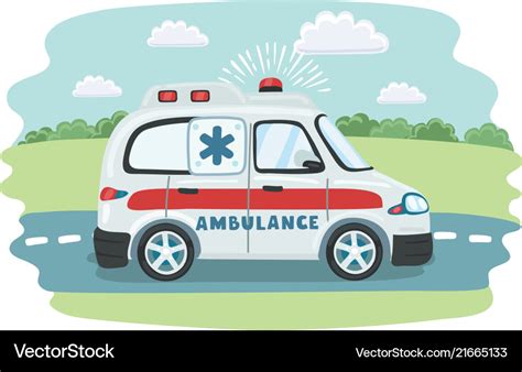 Cartoon Ambulance Royalty Free Vector Image Vectorstock
