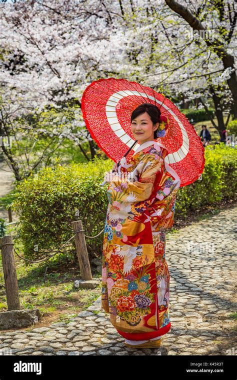 A Japanese Bride In Traditional Wedding Dress In Sumida Park Asakusa Tokyo Japan Asia Stock