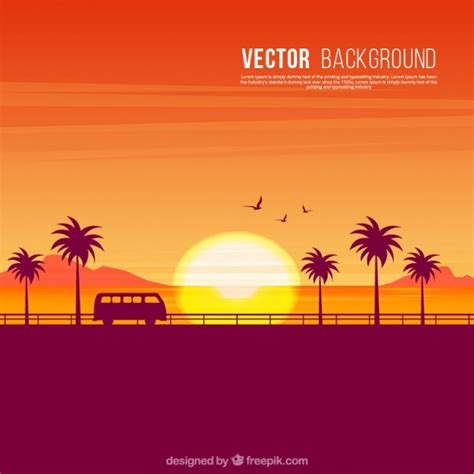 Beach Sunset Vector At Getdrawings Free Download