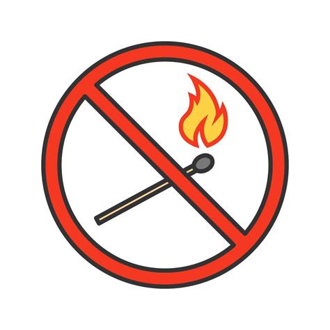 Forbidden Sign With Burning Matchstick Color Icon No Naked Lights