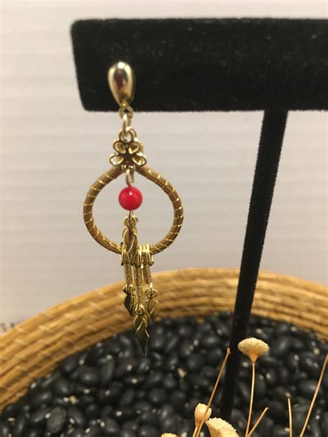 Golden Grass With Gemstone And Fringe Earrings Capim Dourado Etsy