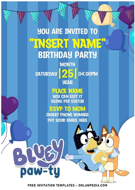 Free Editable Pdf Seriously Cute Bluey And Bingo Birthday Invitation