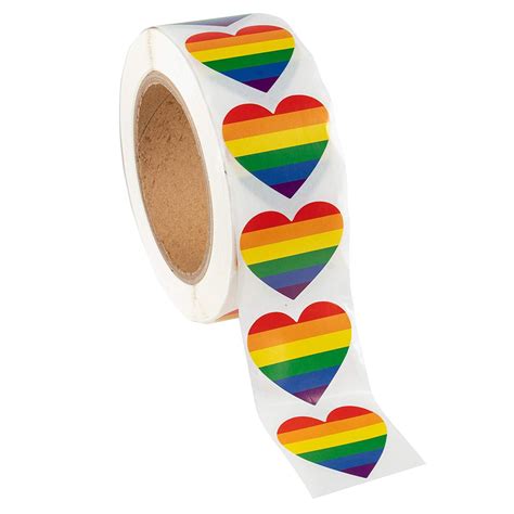 Hot Gay Pride Stickers Paper 500 Count Love Rainbow Stickers Roll In Heart Shapedpride Flag