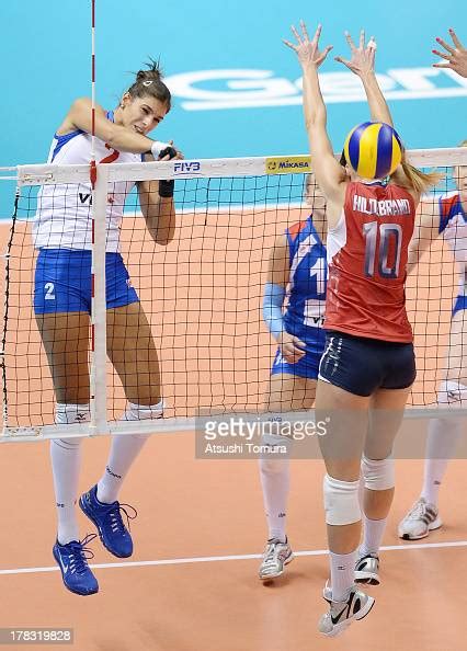Jovana Brakocevic Of Serbia Spikes The Ball During Day Two Of The