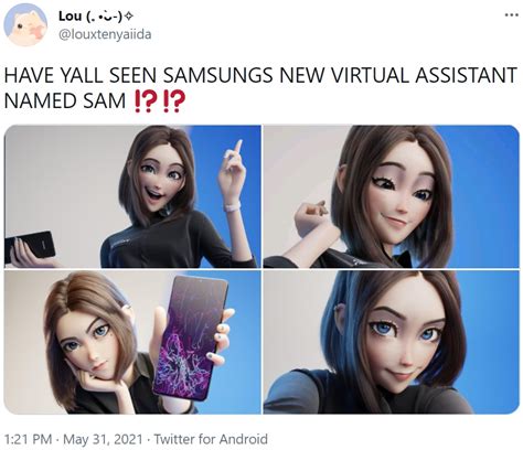 have yall seen samsungs new virtual assistant named sam samsung sam know your meme
