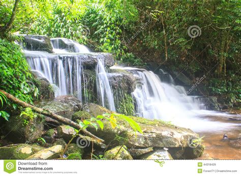 Waterfall And Rocks Covered With Moss Stock Image Image Of Beautiful