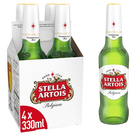 Stella Artois Belgium Premium Lager Bottles 4 X 330ml Beer Iceland