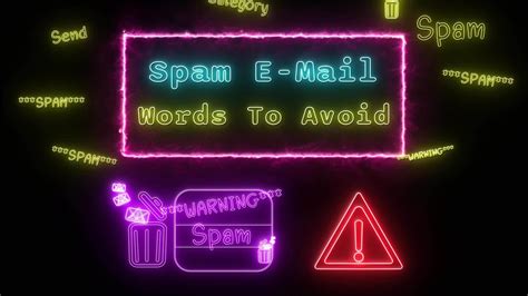 Spam Email Words To Avoid Neon Yellow Blue Fluorescent Text Animation Pink Frame On Black