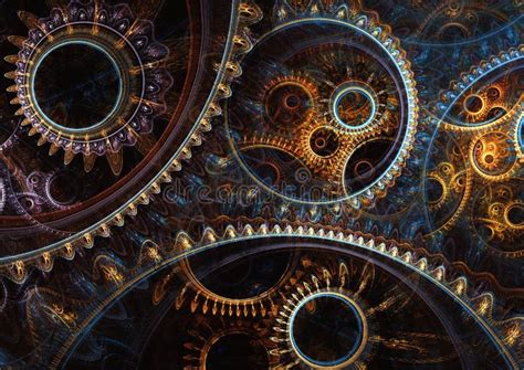 Abstract Mechanical Background Steampunk Fractal Stock Illustration