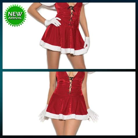2 Pc Set Mrs Santa Claus Women Full Costume Outfit Halloween Sexy