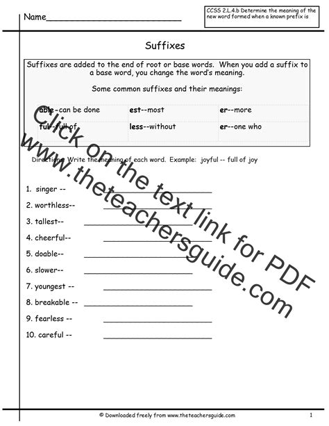 Grade 2 The Suffix Ly Worksheet