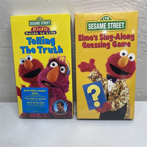 Sesame Street Vhs Lot Of 2 Elmos Sing Along Guessing Telling The
