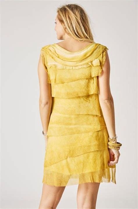 Italian Silk Uni Dress With Layered Ruffles By Look Mode Many Colors