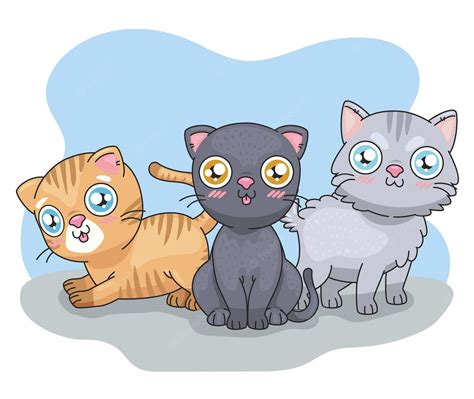 Premium Vector Three Cats Cartoons