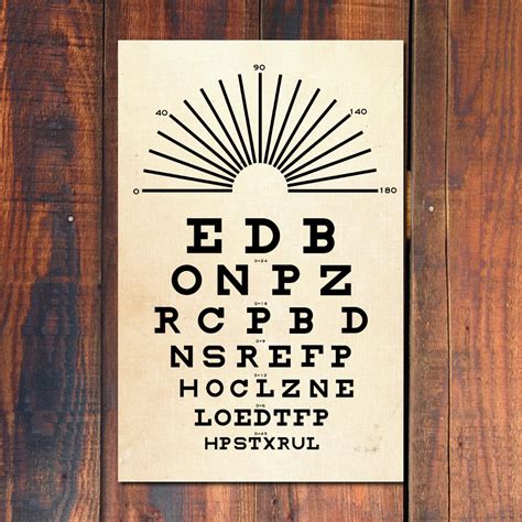 Eye Chart Poster Print Snellen Eye Chart Poster Vintage Art