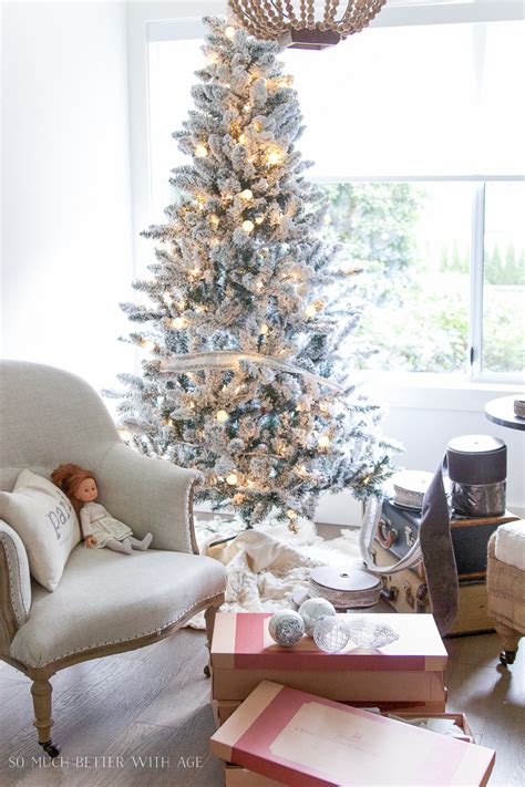 This tree was so thick with branches i had to keep going back and over and under, in and want to see even more snow flocked goodies? Two Flocked Christmas Trees - A Review | So Much Better ...