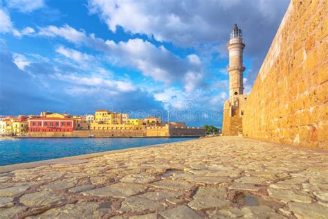 The Beautiful Old Town Of Chania Stock Photo Image Of Drone Chania