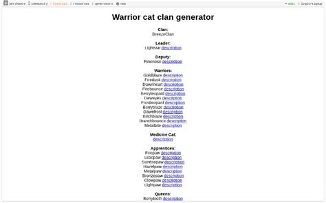 Warrior Cat Clan Generator