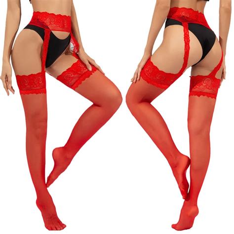 Womens High Waist Hosiery Lingerie Sexy Thigh High Tights Garter Belt Stocking Suspender