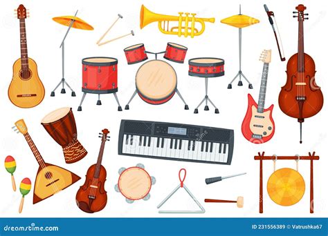 Cartoon Music Instruments For Orchestra Or Jazz Performance Drums