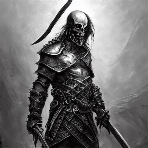 Undead Warrior Wearing A Skull Mask And Wielding A Stable Diffusion