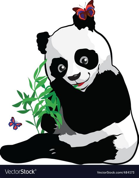 Young Panda With A Butterfly Royalty Free Vector Image