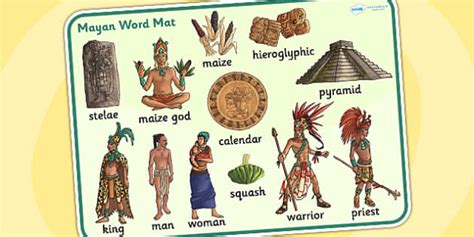 Mayan Civilization Word Mat Maya Word Mat Visual Aid History