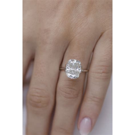 5 Carat Modern White Elongated Crushed Ice Cushion Cut East West Gem Co