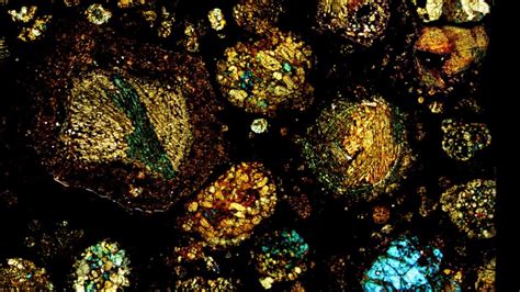 Microscopic Views Of Thin Sections Of Meteorite Youtube
