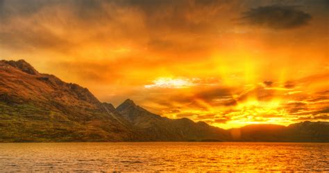 Orange Queenstown Sunset 4k Ultra Hd Wallpaper Background Image