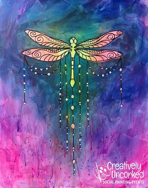 Paintings 2 Hour Creatively Uncorked Dragonfly Wall Art