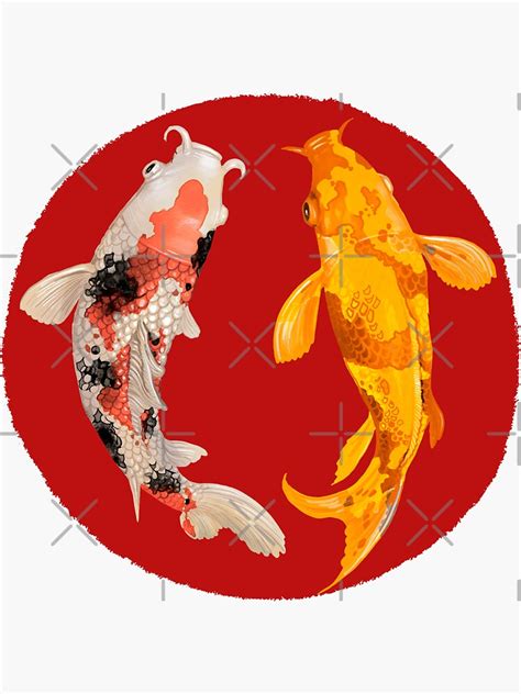 Yin Yang Carp Balance Taijitu Japanese Nishikigoi Koi Fish Sticker