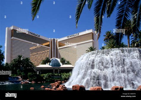 Palm Trees And Water Feature At The Front Of The Mirage Hotel Las