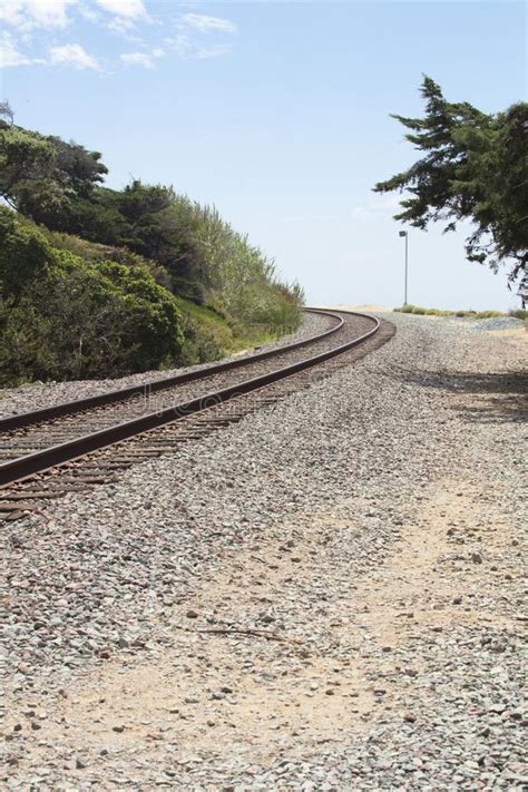 Train Tracks Around A Curve Stock Photo Image Of Transportation Edge