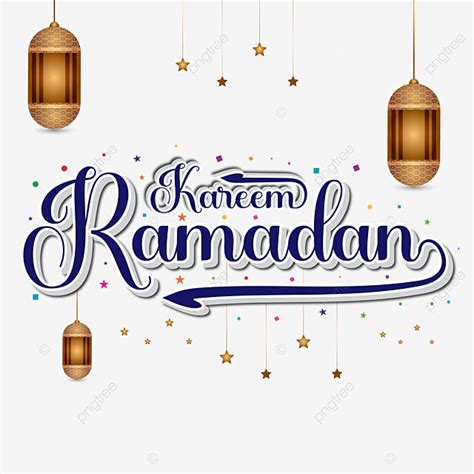 Gambar Huruf Teks Tipografi Arab Ramadan Kareem Untuk Stiker Marhaban