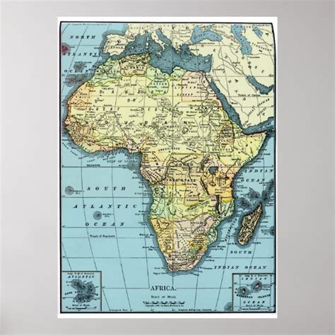 Africa 1890 Vintage Map Poster Uk