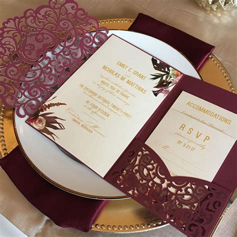 99 ($0.87/count) get it as soon as fri, may 21. Laser Cut Pocket Wedding Invitation Kit Burgundy Wedding