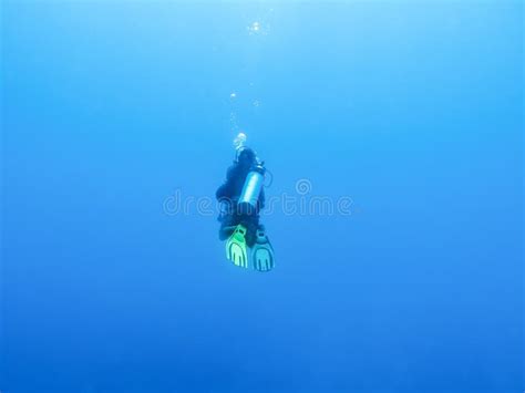 Diver And Shades Of Blue Abyss Of The Indian Ocean Stock Photo Image