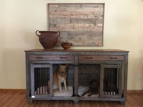 The Double Doggie Den™ Indoor Rustic Dog Kennel For Two Dogbed