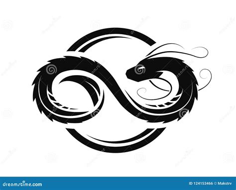 Dragon In The Form Of Infinity Circle Logo Symbol Vector