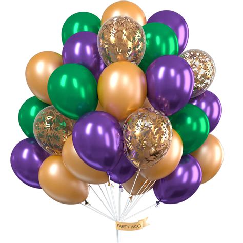 Partywoo Purple Green Gold Balloons 50 Pcs 12 Inch Purple Balloons Gold