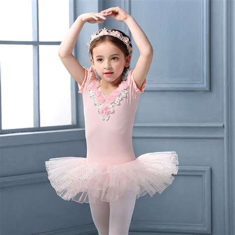 Shortlong Sleeved Ballet Costumes Pinkblack Ballerina Children Dance