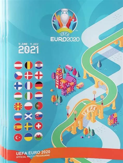 2021 Euro 2020 Final Programme Poster England Scotland Wales Czech